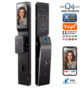 Waterproof Tuya App Smart Lock Real Time Video Call Digital Lock 3D Face Recognition Smart Biometric Fingerprint Digital Lock